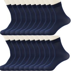 TEMU 남성용 초경량 투명 중목 양말 20켤레, 통기성 솔리드 컬러, 데일리 및 비즈니스 웨어에 적합, 여름철에 완벽