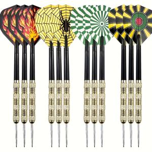 TEMU 12개입 전문가용 14g 뾰족한 다트 | 다양한 팁 디자인과 추가 기능이 있는 혼합 색상 스테인리스 스틸 플라이트 다트