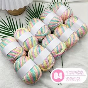 TEMU 10개 컬러 그라데이션 염색 실크 울 캐시미어 혼방 실 - 니팅, 크로셰 스웨터, 스카프, 모자, 다양한 DIY 인형 부케 등에 적합 - 다양한 색상 제공|스카프