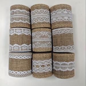 TEMU 9개 황마 리본 레이스 롤 공예용, 크리스마스 테이블보 및 의자 커튼, 웨딩 장식, 황마 러스틱 황마 직물. 가정 장식 및 파티 용품을 위해 고품질 재료를 사용합니다. 황마 황마 리본 롤