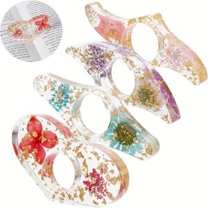 TEMU 아크릴 책장 4개, 엄지 책꽂이, 아크릴 책장 독서 도구, 링 병 오프너, 선생님 선물, 책갈피