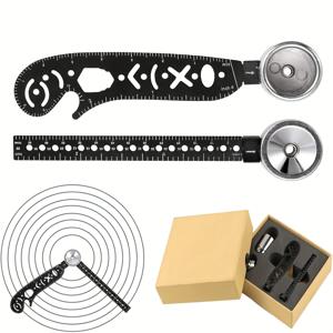 TEMU 4pcs 블랙 기하학 드로잉 세트 - 다기능 엔지니어링 컴퍼스와 자석 자, 디자인 드래프팅 도구: 곡선 금속 스크라이버 미니 각도기, 각도 측정기 조합 패턴, 아트 및 공예, 노트북 스케치북에 적합, 정밀 측정, 기술 스케치, 컴팩트 디자인, 내구성 있는 구조, 고품질 자