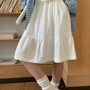 TEMU 소녀스러운 A라인 스커트, 빈티지 하이웨스트 디자인으로 몸매를 부드럽게 연출하며 트렌디한 새로운 스타일과 편안한 탄성 허리 밴드가 특징입니다.