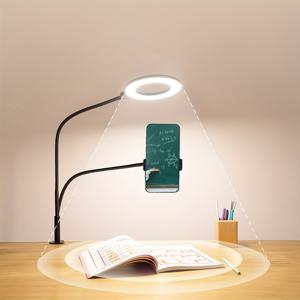 TEMU 2-in-1 셀피 링 라이트 + 유연한 휴대폰 홀더, 셀피 링 라이트, 레이지 브라켓 데스크 램프 LED 조명, 책상 독서등, USB 전원 클립형 휴대폰 홀더 조명, 구스넥 셀피 링 라이트, 라이브 스트리밍, 사무실, 주방, 요리, 메이크업용