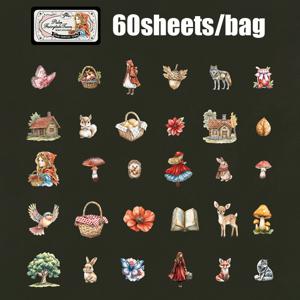 TEMU 60장 박스 동화 미니어처 스티커북 - 미니어처 집, 캐릭터 & 동화 장면 - 스크랩북, 저널링, 생일 파티 장식용 마법의 글쓰기 용지 - 동화 수집가, 생일 선물에 적합 (박스 스타일 포장) - 성인 및 청소년에게 이상적 - 미니어처 동화 캐릭터 & 장면 - 플래너 & 문구류 장식에 완벽