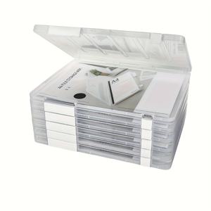 TEMU 5개 플라스틱 프로젝트 박스 세트, A4 문서 보관 상자, 투명 이중 버클 플라스틱 파일 상자, 방진 가정용 등록서 및 졸업 증명서 보관 상자, 일상 사용 및 휴일 선물용으로 적합