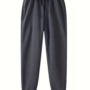 TEMU 남성용 따뜻한 기모 안감秋冬용 트레이닝 바지, 야외 레저에 적합, 스타일리시하고 두꺼운 디자인