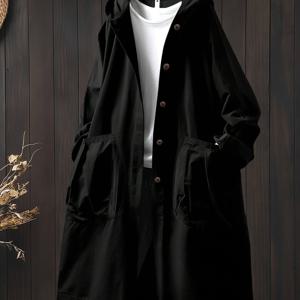 TEMU 플러스 사이즈, 여성용 솔리드 컬러 긴팔 후드 자켓 캐주얼 우아한 가을 겨울 아우터웨어