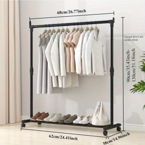 TEMU 조절 가능한 헤비듀티 금속 옷걸이대 - 걸이봉 포함, 스탠드형 의류 건조대, 홈, 발코니, 세탁실용 - 간편 조립, 공간절약형 실내/야외 사용, 옷걸이 정리대|빨래건조대