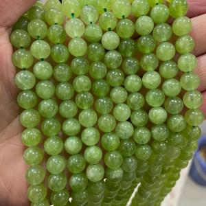 TEMU 천연 올리브 그린 페리도트 크랙크 라운드 루스 스페이서 비즈, 4/6/8/10mm 사이즈, 팔찌 및 목걸이 제작용