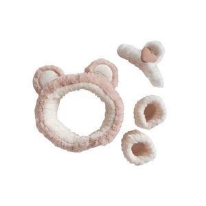 TEMU 4개/5개 세트, 세안용 머리띠 및 손목 밴드, 세안 중 머리카락을 건조하게 유지하도록 디자인됨, 메이크업 및 페이스 마스크에 적합, 미끄럼 방지 머리띠 및 플러시 헤어 클립 특징