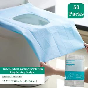 TEMU 50개 일회용 변기 시트 커버, XL 사이즈 - 가볍고 위생적인 여행 필수품, 캠핑, 비행기, 쇼핑몰, 로드 트립에 적합, 여행 필수품 | 휴대용 위생용품 | 일회용 시트 커버, 여행 액세서리|소품샵|변기부속품|변기커버