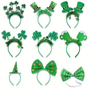 TEMU 남녀 모두에게 적합한 9개의 새로운 아일랜드 축제 머리띠, 샴록 장식이 있는 성 패트릭 데이 카니발 파티에 완벽