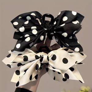 TEMU 2개 대형 우아한 리본 장식 직사각형 헤어클립 - 체크무늬 & 레트로 리본 여성용 업스타일, 포니테일, 땋은 머리 - 웨딩, 프롬, 특별한 행사용 (적합)