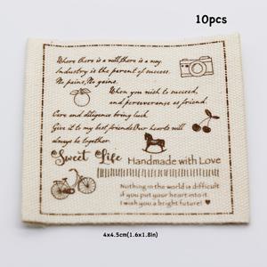 TEMU 10개 대형 수제 재봉틀 바늘 실 보우 프린트 패브릭 라벨 - 