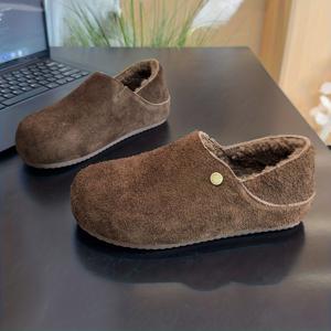 TEMU 여성용 겨울 플리스 안감 클로그 - 듀얼웨어 슬립온 털신, 포근한 밑창, 따뜻한/날씨용 아웃도어, 손세탁 가능(건조 금지) - 2025년 신상, 여성 신발