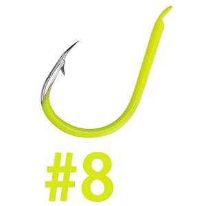 TEMU 50개 형광 노란색 이즈 낚시 바늘, 6가지 사이즈 (#8 ~ #13), 바브 포함, 메기, 배스, 통아귀 등 바다 및 민물 낚시에 적합