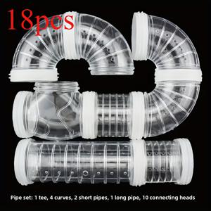 TEMU 18개 햄스터 터널 시스템 - 잠금 링이 있는 연결 파이프, 햄스터 서식지, 소형 동물 울타리 및 수족관용 PVC 튜빙 - 조립 용이, 공간 효율적, 햄스터 훈련 및 놀이에 이상적 (햄스터, 쥐에게 안전)