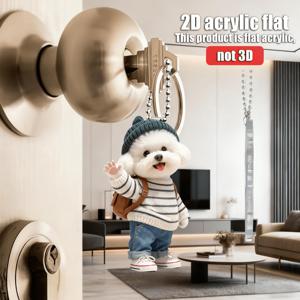 TEMU 2D 플랫 - 아크릴 자동차 장식: 니트 스웨터를 입은 강아지 플랫 디자인 펜던트 | 스타일리시한 학교 가는 강아지 자동차 백미러 액세서리, 자동차 백팩, 키체인, 집 & 파티 장식, 생일 선물에 적합한 걸이 장식|백팩|인테리어소품