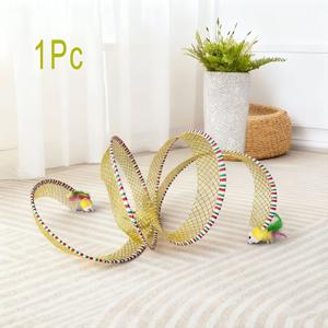 TEMU 1개/2개 접이식 고양이 터널 고양이 장난감 막대 휴대용 고양이 장난감 나선형 터널 인공 깃털과 장난감 쥐 포함 야외 강아지 & 새끼고양이 잔디 놀이매트 실내 고양이 장난감 에너지 소모 고양이 터널 벨 쥐 장난감 리얼리틱 깃털 파이프