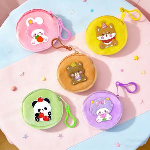 TEMU 귀여운 플러시 동물 캐릭터 라운드 코인 파우치 5개 세트, 지퍼형 캐릭터 지갑 - 케이블, 이어폰, 동전 보관용, 파티 선물, 학교 상품, 크리스마스 캔디 박스, 완벽한 크리스마스 선물, 선물 및 보상용으로 이상적