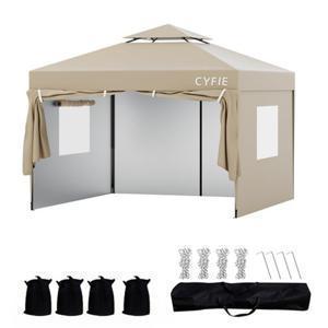 TEMU 3×3m 원터치 접이식 캐노피 천막｜UV차단·방수·통기벤트·사이드 시트4장·4–6인용