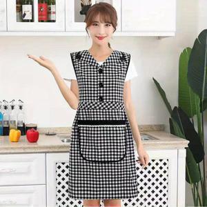 TEMU 1개 라펠 앞치마 여성용 가정용 스커트 스타일 주방 요리 체크 무늬 귀여운 패션 조끼 작업복, 5가지 색상 선택 가능 (블랙, 레드, 데이트 레드, 브라운, 블루)