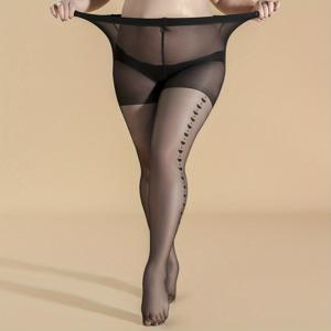 TEMU 1팩 패셔너블 하트 패턴 플러스 사이즈 여성용 팬티스타킹 | 시어 원단, 세탁기 사용 가능