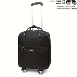 TEMU 듀얼 숄더 4륜 캐리어 백팩, 여성용 인기 판매 클래식 마름모형 듀얼 숄더 바퀴 여행 가방, 기내용 캐리어 트롤리 케이스, 남녀공용 비행기 바퀴 옥스포드 천 여행 가방