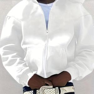 TEMU 남성 트렌디 단색 쿨 패브릭 지퍼업 후드티