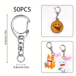 TEMU 50개 아연 합금 키체인 루즈 로브스터 버클 미니 작은 링 핸드백 액세서리 DIY 주얼리 만들기 데이 선물