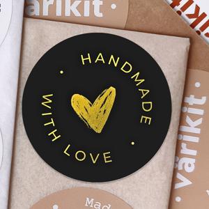 TEMU 사랑으로 만든 2인치 금박 스티커 - 102개 반원형 레이블, 부티크 포장, 선물 포장 및 크래프트맨을 위한 내구성 있는 자가 접착식 봉인 | 소규모 사업 및 온라인 판매자용