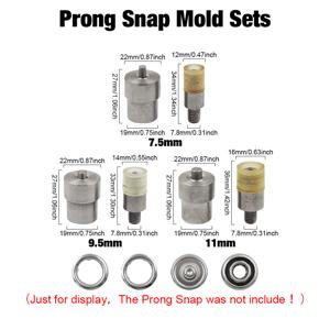 TEMU 가죽 공예 더블 캡 스터드 몰드 키트 세트, 의류 버튼 몰드 키트, 금속 아일렛 몰드 키트, 핸드 프레스 기계와 함께 사용하도록 설계됨