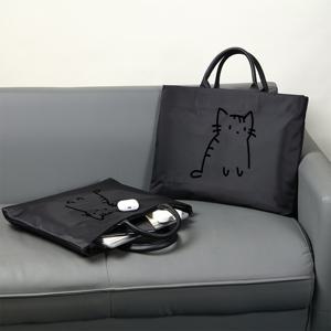 TEMU 15인치 남성용 비즈니스 서류 가방 - 고양이 디자인의 튼튼한 옥스포드 핸드백, 노트북 & 태블릿 수납칸, 일상 출퇴근 및 여행용 가벼움