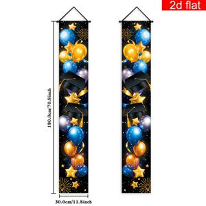 TEMU 2D 평면, 2D 평면 배너, 1쌍, 2026 졸업 축하 앞문 현수막, 졸업 파티 배너, 고등학교 대학 졸업식 축하용, 마당, 차고 및 집 배경 장식용, 2D 평면