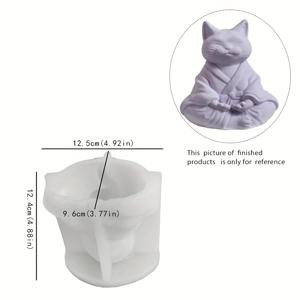 TEMU 1개 명상하는 고양이 실리콘 몰드, 고양이 실리콘 캔들 몰드, 레진 석고 시멘트 주조용, 3D 동물 실리콘 몰드, 캔들 만들기, DIY 수공예