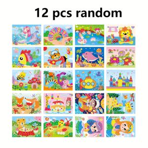 TEMU 컬러풀 배경의 만화 페이스트 페인팅, DIY 페이스트 드로잉을 위한 수제 재료, 어린이 퍼즐 선물 JXB