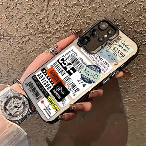 TEMU 삼성 갤럭시 S25 S24 S23 S22 S21 S20 FE 울트라 플러스 4G 5G와 호환되는 패션 라벨 패턴 휴대폰 케이스, 마ット 안티 드롭 백 커버를 특징으로 합니다.