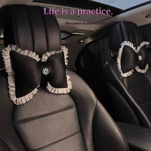 TEMU 2개 세트 우아한 자동차 헤드레스트 목베개, 보우타이 디자인, 부드럽고 통기성 좋은 목과 머리 지지대, 편안한 운전을 위한 자동차 시트 액세서리, 대부분의 자동차 헤드레스트와 호환, 여름철 자동차 애호가를 위한 완벽한 선물|허리보호대