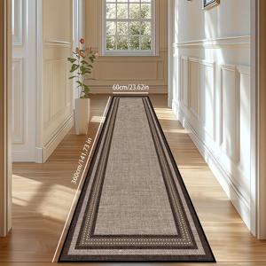 TEMU 1pc 현대적인 우아한 긴 직사각형 영역 매트 - 쉬운 청소 폴리에스터, 기계 세탁 가능, 거실, 욕실, 계단, 세탁실, 및 공부 입구에 이상적, 홈 데코 매트|기하학적 패턴 매트|내구성 있는 홈 매트, 거실 영역 러그