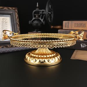 TEMU 1개 우아한 골드 메탈 트레이 | 거실, 식탁, 주방 장식용 고급스러운 장식 트레이, 홈 , 기하학적 패턴의 빈티지 스타일, 브러시드 엔드 (Non-Contact)|사이드테이블