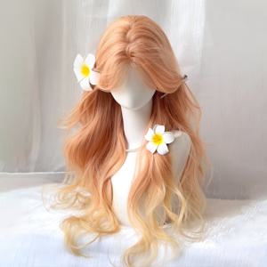 TEMU 26인치 그라데이션 오렌지 Y2K 여름 트렌드 여성용 가발, 유럽&미국 스타일, 푹신하고 다용도 데일리 촬영용, 파티&모임에서 빠지지 않는 올인원 풀가발