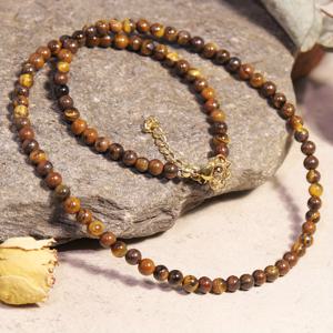 TEMU 1개 천연 스톤 목걸이 - 우아한 빈티지 타이거 아이 비즈 조절 가능한 끈, 7월 탄생석 주얼리, 어머니날 선물, 레트로 미니멀 디자인 데일리 웨어 & 사계절용, 타이거 넥클레스, 휴가 액세서리, 고품질 스톤, 비드 주얼리, 패션 액세서리