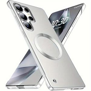 TEMU 갤럭시 S25 울트라, S25 플러스, S25, S24 울트라, S24 플러스, S24 FE, S24, S23 울트라, S22 울트라 호환 폰 케이스 - 무선 충전 지원, 초슬림 럭셔리 PC 세미 프레임 디자인, 매트 지문 방지 마감, 글리터 CD 패턴, 내구성 강한 폰 커버|휴대폰케이스|S22케이스