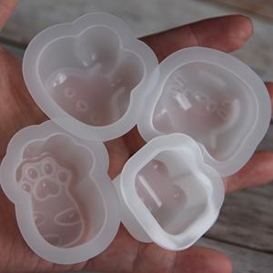 TEMU 고양이와 토끼 발바닥 핀치 몰드 세트 4개, 동물 고양이 머리와 토끼 머리 실리콘 거울 수제 몰드, 귀여운 레진 액상 몰드 세트
