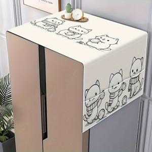 TEMU 1개 냉장고 커버 - 귀여운 고양이 디자인, 자석식 주방 가전 보호커버, 공간 절약형 보관백, 스크래치 방지 폴리에스터 테이블탑 장식, 반려동물 애호가를 위한 완벽한 선물, 유쾌한 디자인, 매끄러운 질감, 냉장고 보호커버, 독특한 홈 데코, 고품질 프린트, 다용도 정리함|냉장고