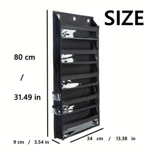 TEMU 5단 걸이형 정리함 - 내구성 강한 패브릭 보관 가방, 공간 절약형 수직 정리대 (공예실, 재봉틀, 뜨개질, 사무실, 차고용) - 문/걸이 설치 간편, 스풀, 실, 튜브, 병, 옷걸이 호환 가능, 세련된 벽걸이 디자인, 투명 포켓