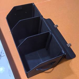 TEMU 블랙 대형, 삼단 수납, 다기능 PU 가죽 차량 트렁크 정리함 - 접이식 및 조절 가능한 수납 박스, 차량, 가정, 여행, 캠핑, 피크닉에 적합, 대형 수납 공간 포함