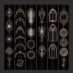 TEMU 네일 아트용 유럽 빈티지 패턴 컬렉션, 창의적인 네일 장식용 실리콘 몰드 및 클레이 몰드