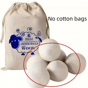 TEMU 6개입 천연 울 세탁 볼 - 건조기용 강력 건조 볼, 옷 건조, 섬유 부드러운 세제 - 열 필요 없음, 전기 필요 없음 - 모든 건조기 및 세탁기와 호환 - 건조기용 세탁 볼 교체품, 섬유유연제 시트, 건조볼, 섬유유연제 캡슐, 세척볼, 건조기시트, 건조기 향기 시트